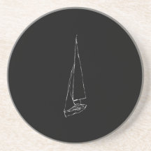 Segelboot. Skizze in Schwarzweiss. Getränkeuntersetzer