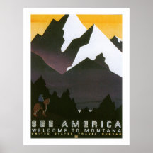 Sehen Sie Amerika-Willkommen nach Montana (Grenze) Plakat