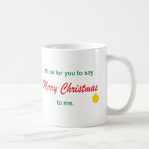 Sein O.K., zum der frohen Weihnachten zu sagen Teetasse