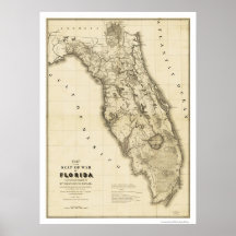 Seminole-Kriegs-Florida-Karte 1839 Posterdrucke