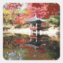 Seoul-Herbst-Japaner-Garten Quadratsticker
