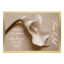Sepia Callalilien-Hochzeitseinladungs-Vergoldungsr