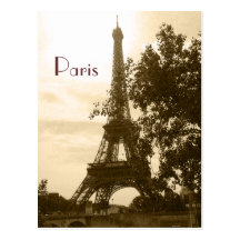 Sepia-Eiffelturm--Paris Postkarte
