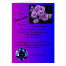 September-Geburtstags-Karte - Aster und Saphir