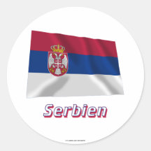 Serbien Fliegende Flagge MIT Namen Aufkleber