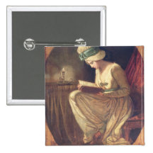 Serena (Öl auf Leinwand) Anstecknadelbutton