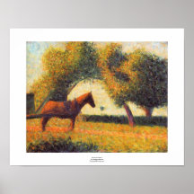 Seurat Pferde- und Wagenmalerei Pointillistkunst Poster