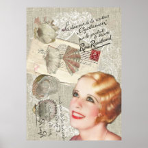 shabbychic Seashell Vintage Paris-Dame Plakate
