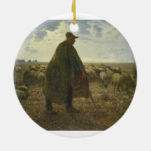 Shepherd Tending His Flock by Jean-François Millet Ornaments