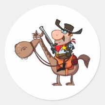 Sheriff mit Gewehr auf Pferd Aufkleber