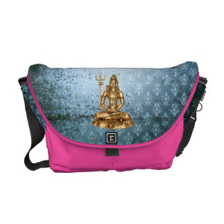 Shiva - Blau, Damastgold, rosa Bote-Tasche Kurier Tasche