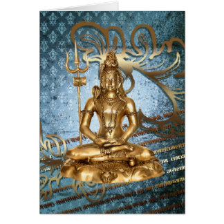 Shiva Gold, Blau, Damast Gruß-Karte Notecard Grußkarte
