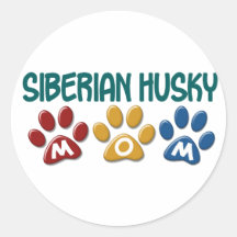SIBIRISCHER HUSKY Mamma-Tatzen-Druck 1 Runde Aufkleber