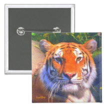 Sibirischer Tiger-Quadrat-Knopf Button