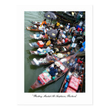 Sich hin- und herbewegender Markt bei Amphawa, Tha Postkarten