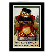 Sie Auto haben ein glückliches Halloween Grußkarte