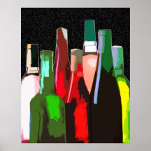 Sieben Flaschen Wein auf der Wand Plakatdruck