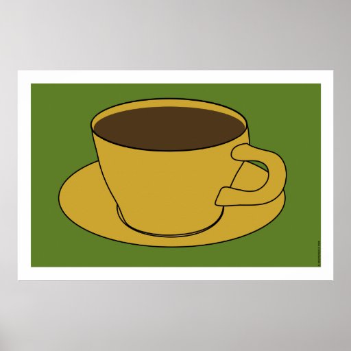 Siebzigerjahre Kaffeetasse-Pop-Kunstplakat
