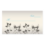 Silber, Aqua und schwarzes BlumenPlacecards Visitenkartenvorlagen