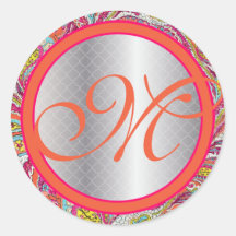 Silber betont Pfau-Paisley-Mandarine-heißes Rosa Sticker
