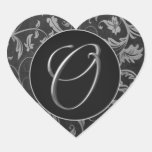Silber des Monogramm-O und schwarzes Damast-Hochze Sticker