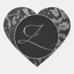 Silber des Monogramm-Z und schwarzes Damast-Hochze Aufkleber