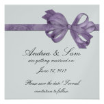 Silber mit lila Bogen Save the Date Personalisierte Ankündigungskarte