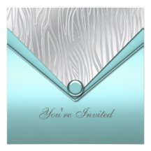 Silberne aquamarine blaue Party Einladungs-Schablo