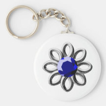 Silberne Blume mit blauem Stein Schlüsselanhänger