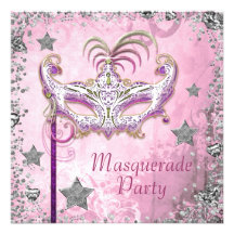 Silberne Confetti-Rosa-Maskerade-Party Einladungen