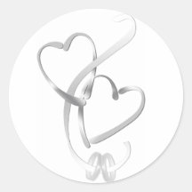 Silberne Herzen, die Aufkleber Wedding sind