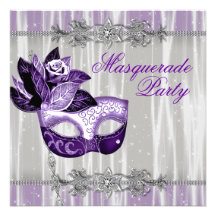 Silberne lila Glitzern-lila Maskerade-Party Ankündigung