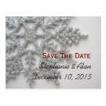 Silberne Schneeflocke-Save the Date Postkarte
