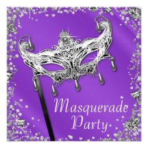 Silberner Confetti-Lavendel-lila Maskerade-Party Ankündigung