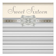 Silberner Diamant-Elfenbein-Creme-16. Geburtstag-G Individuelle Einladungen