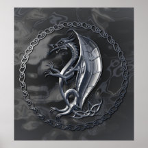 Silberner keltischer Drache Posterdruck