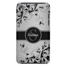 Silberner schwarzer BlumenWirbelsipod-Kasten iPod Touch Case-Mate Hülle
