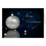 Silberner Weihnachtsball mit Perlen - Gruß-Karte
