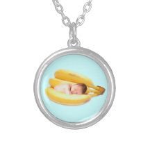 SILBERNES BANANEN-BABY DER MUTTERSCHAFTS-NECKLACE- SCHMUCK