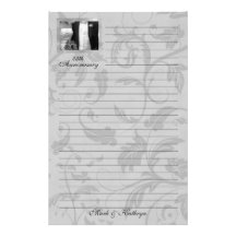 Silbernes Damast-Hochzeitstag-Briefpapier Büropapiere