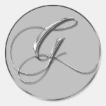Silbernes formales Hochzeits-Monogrammg-Siegel aufkleber