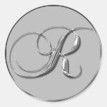 Silbernes formales Siegel des Hochzeits-Monogramm- aufkleber