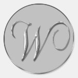 Silbernes formales Siegel des Hochzeits-Monogramm- aufkleber