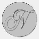 Silbernes formales Siegel des Hochzeits-Monogramm- aufkleber