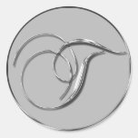 Silbernes formales Siegel des Hochzeits-Monogramm- aufkleber