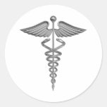 Silbernes medizinisches Symbol Runder Aufkleber
