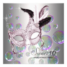 Silbernes Rosa-Blasen-16. Geburtstag-Maskerade-Par Individuelle Ankündigung