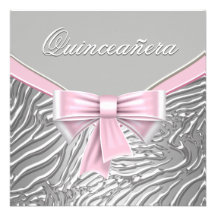 Silbernes rosa Zebra-Rosa Quinceanera Einladung