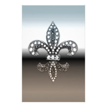 Silbernes Schwarzes Lilien-Flor New Orleans Bedrucktes Büropapier