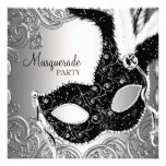 Silbernes schwarzes Masken-Maskerade-Party Individuelle Einladungskarten